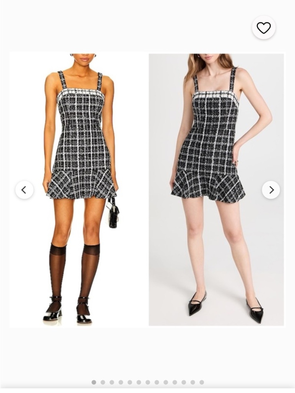 Alice + Olivia Black and White Plaid Tweed Mini Dress with Ruffle Hem